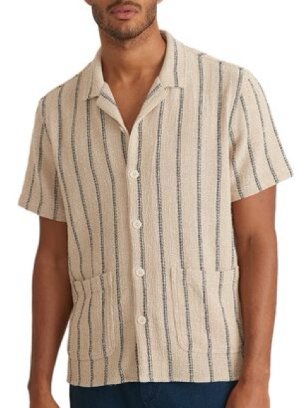 Marine Layer Open Weave Stripe Camp Shirt Size Marge